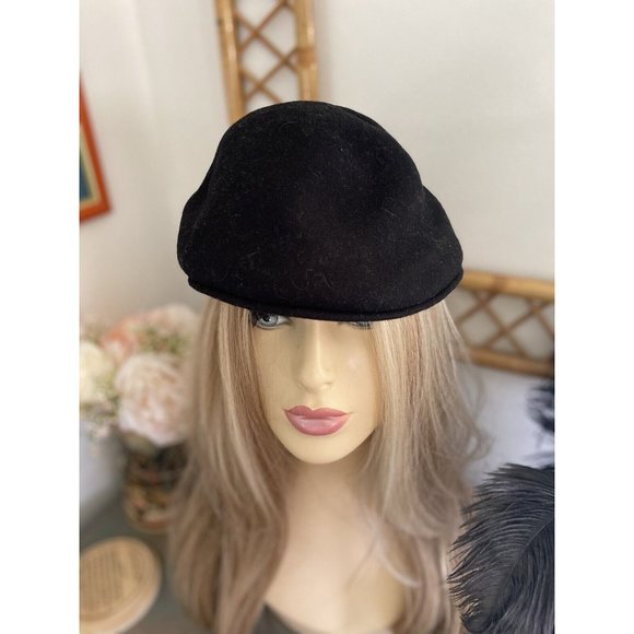 Country Gentleman Black‎ 100% Wool Newsboy Cap Hat Fitted Medium Size Vintage - Picture 3 of 16